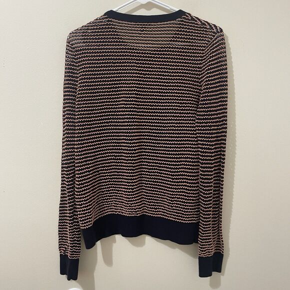 COS Mesh Crochet Knit Crew Neck Sweater Side Slit Patterned Size Medium - Picture 5 of 6